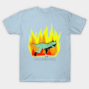 SUPERCARNOTAURUS - dinosaur Power!  with black writing T-Shirt